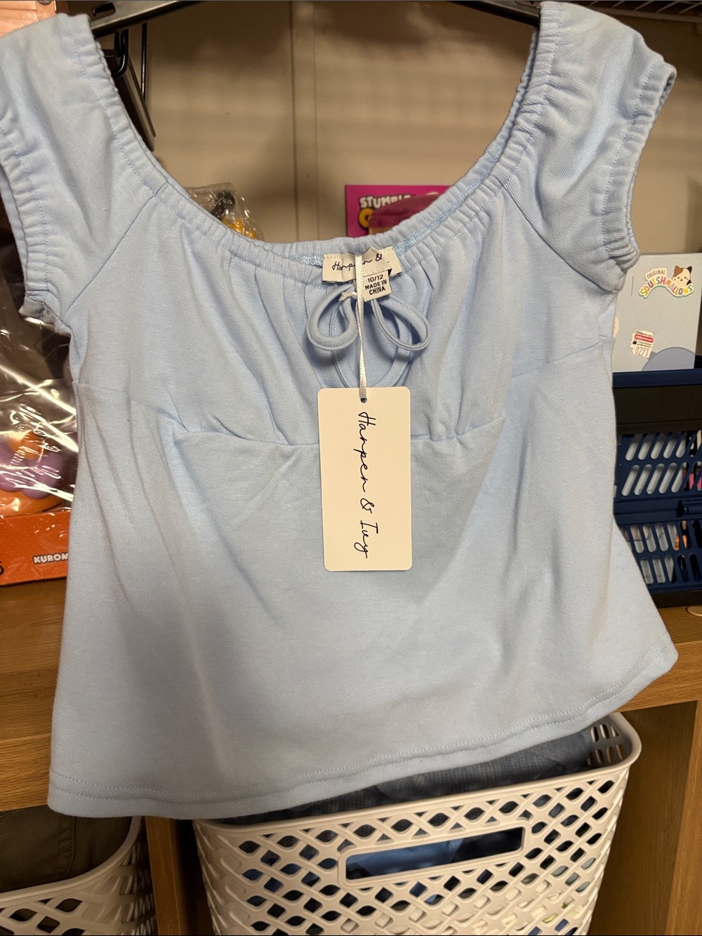 Girls' Light Blue Scoop Neck Top